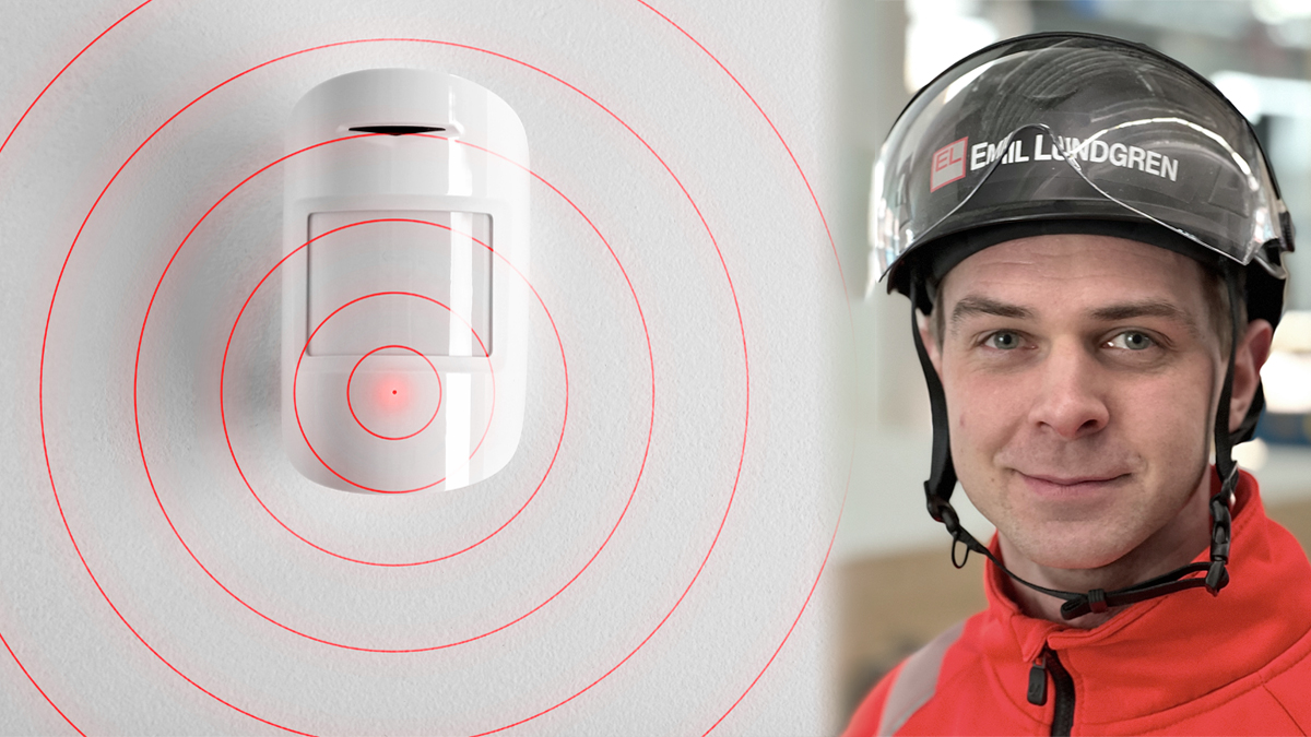 Montage: På ena sidan en generisk rörelsedetektor, på andra sidan Daniel Jansson.