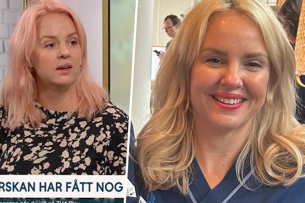 Skärmavbild Hannah Dahlbäck i TV4:s nyhetsmorgon samt nytt foto på Hannah Dahlbäck