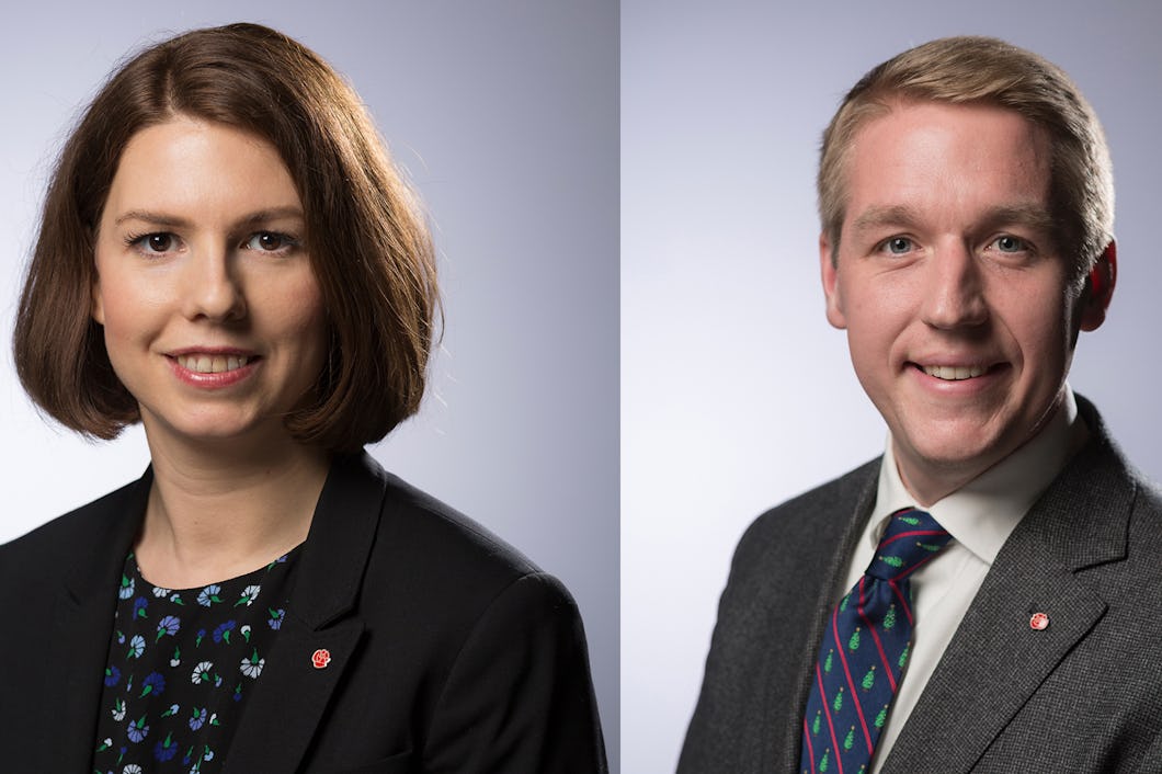 Emilia Bjuggren (S) och Arvid Vikman Rindevall (S).