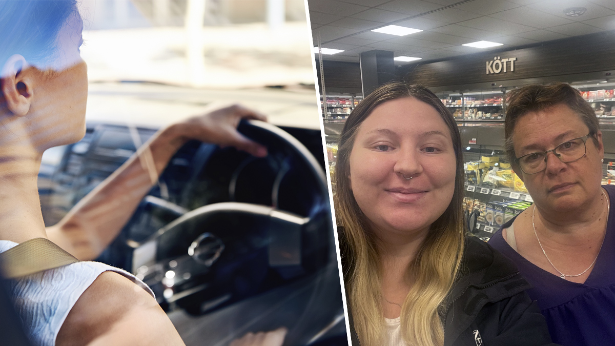 Bild på kvinna som kör bil och bild på Abbeygale Holbrook och Anette Fransson.