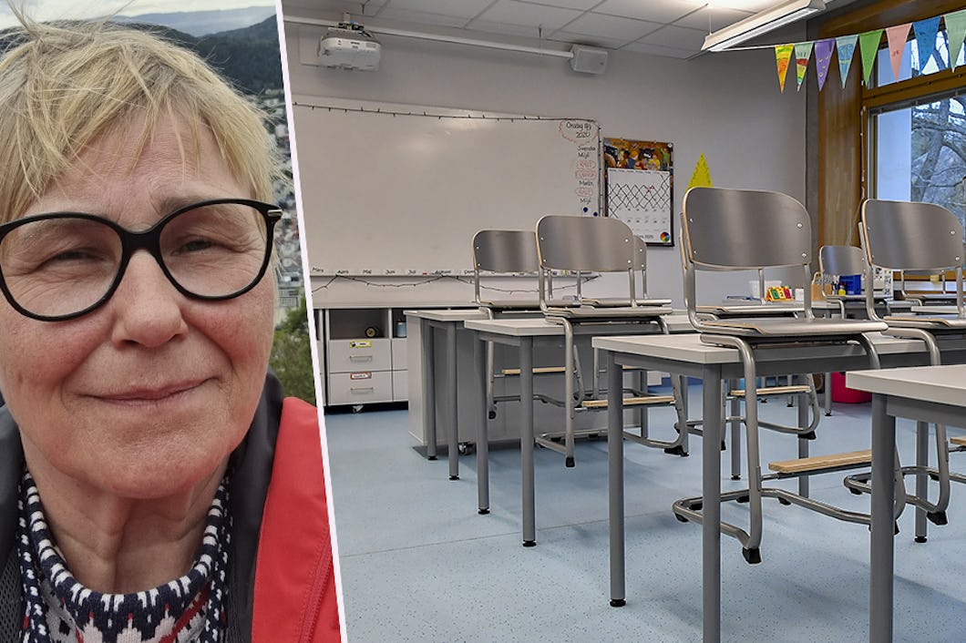 Rektor Siv-Britt Mangi söker med ljus och lykta efter personal.