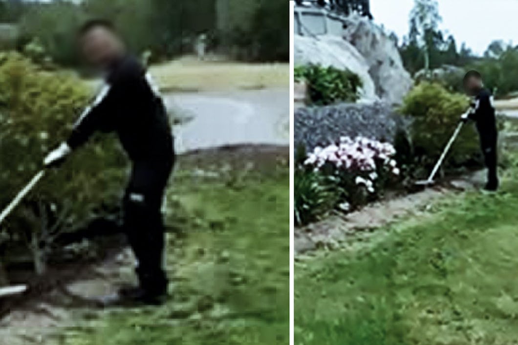 Två bilder på person som arbetar i kläder med bemanningsföretagets logga.
