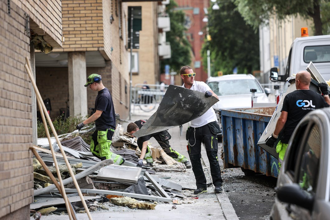 Explosion vid hyreshus i Norrköping.