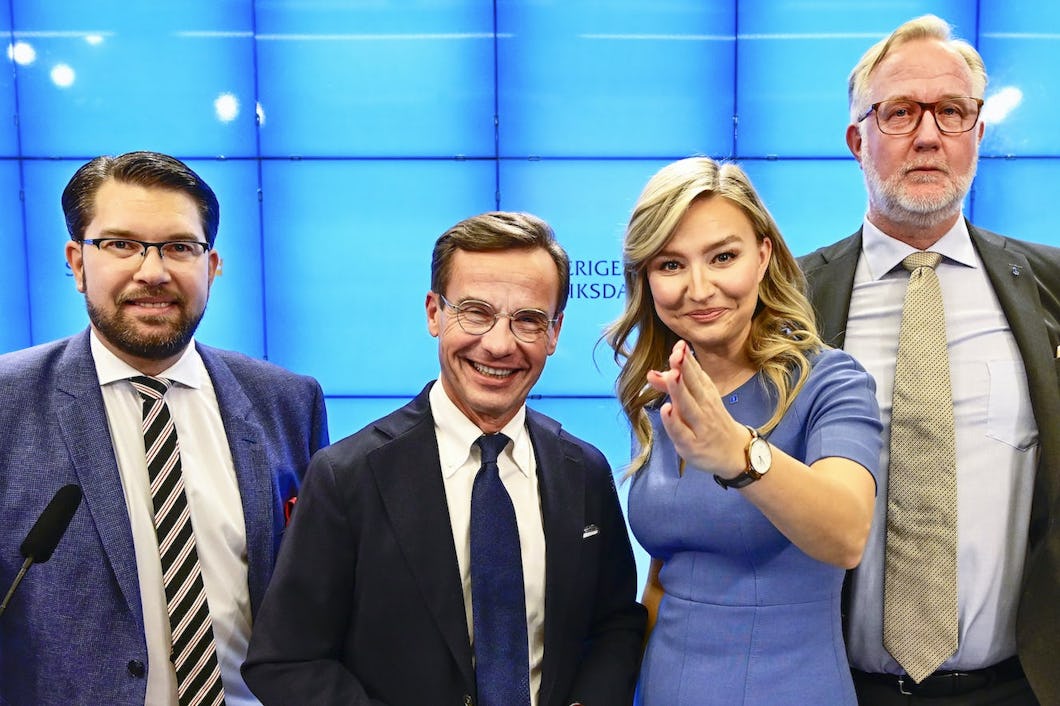 immie Åkesson, Ulf Kristersson, Ebba Busch och Johan Pehrson.