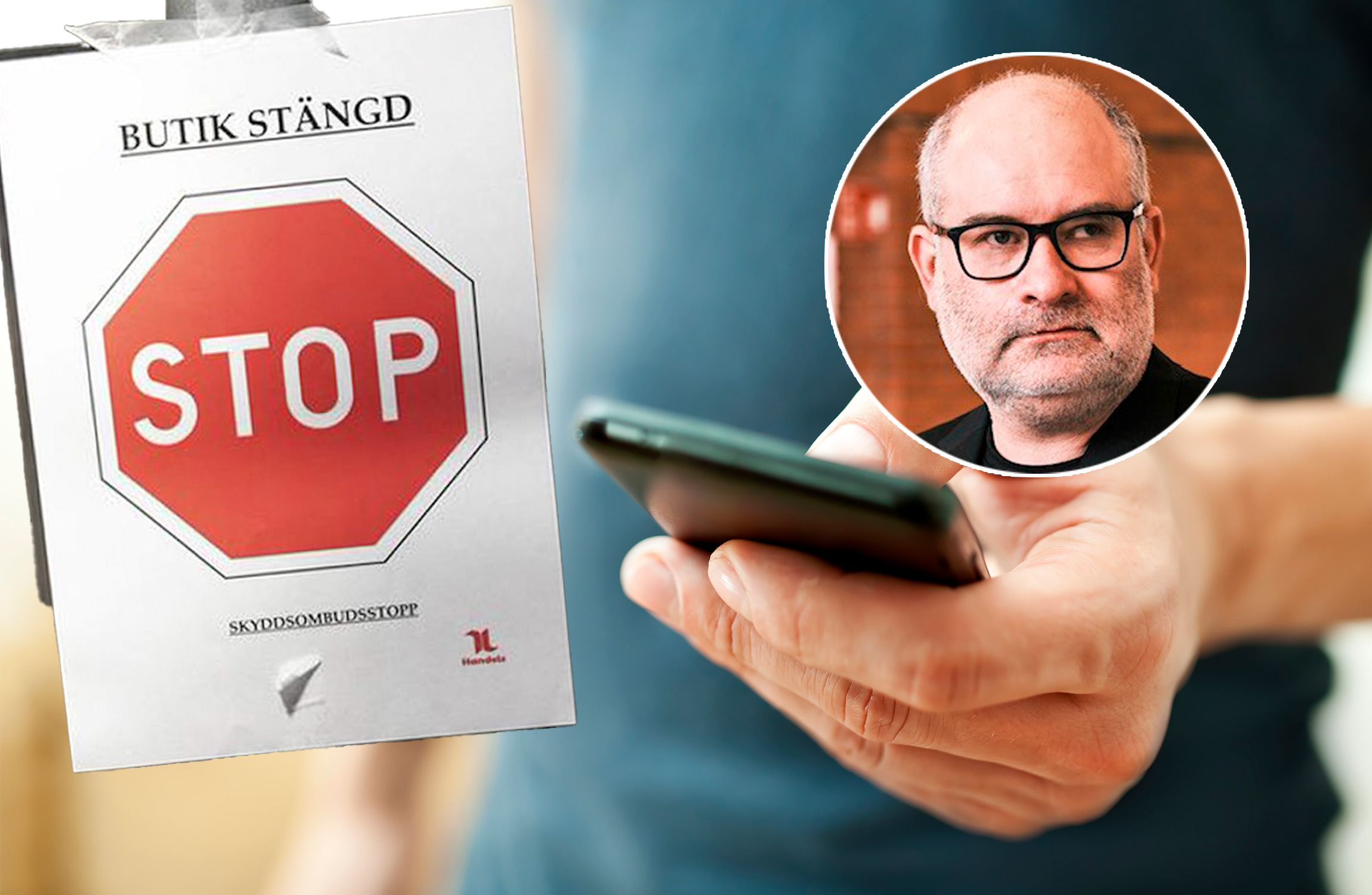 Skyddsombudet Daniel lade skyddsstopp på Orienta i Borlänge. Skylt som visar att butiken var stängd.