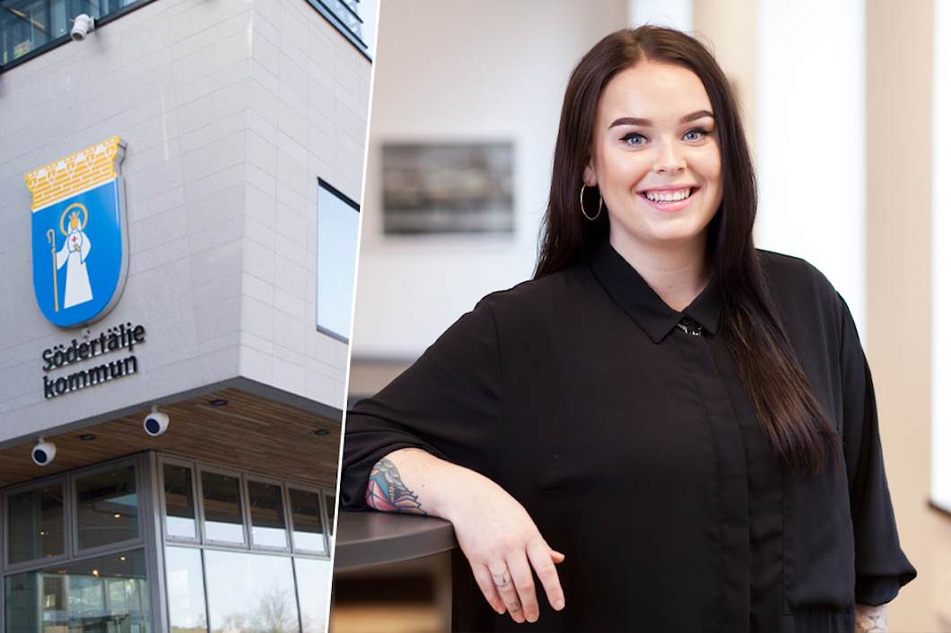 Delade bild. Till vänster: Södertälje kommunhus. Till höger: Avdelning Stockholms ordförande Zandra Michal.