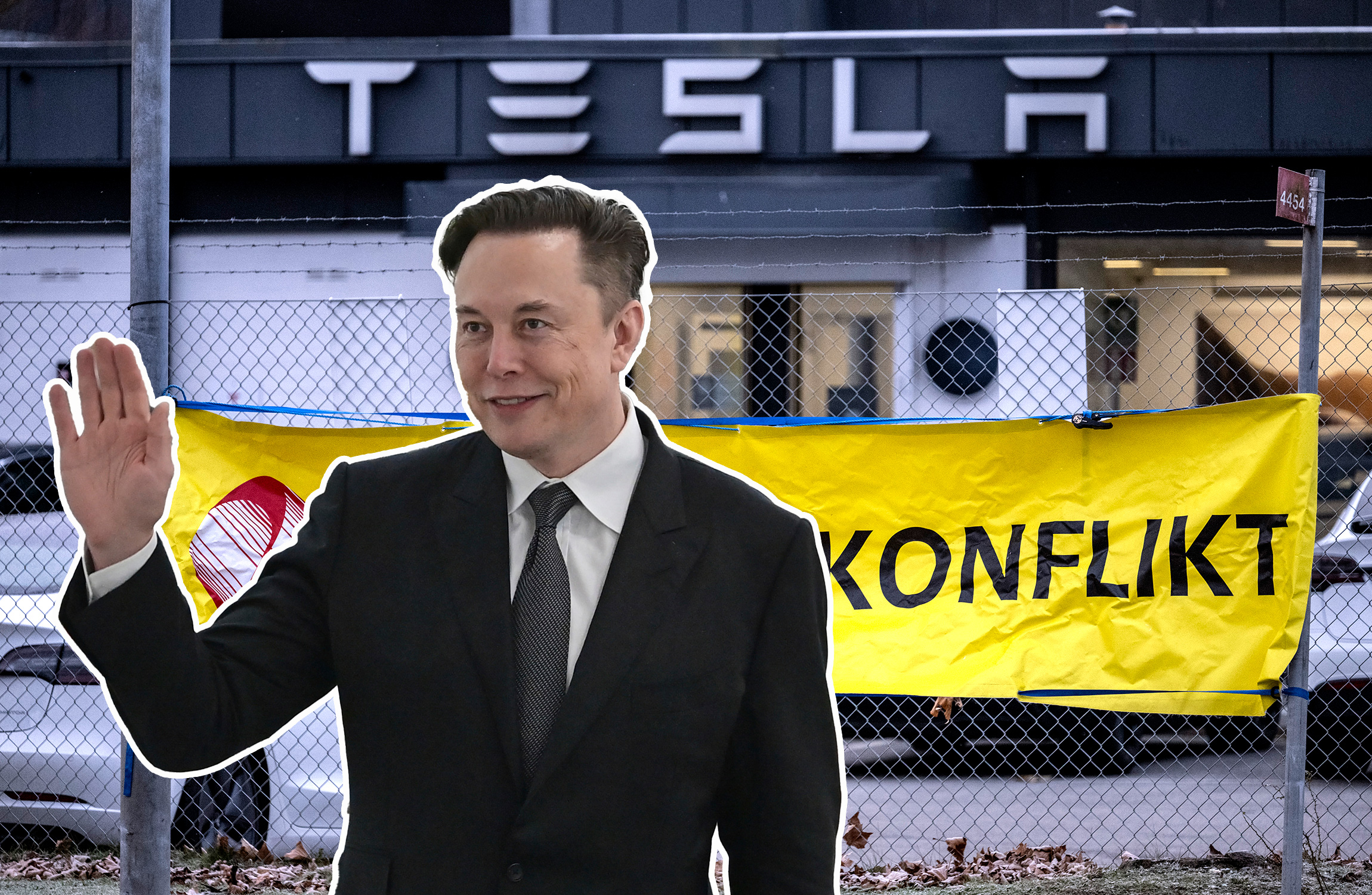 Elon Musk i ett kollage.