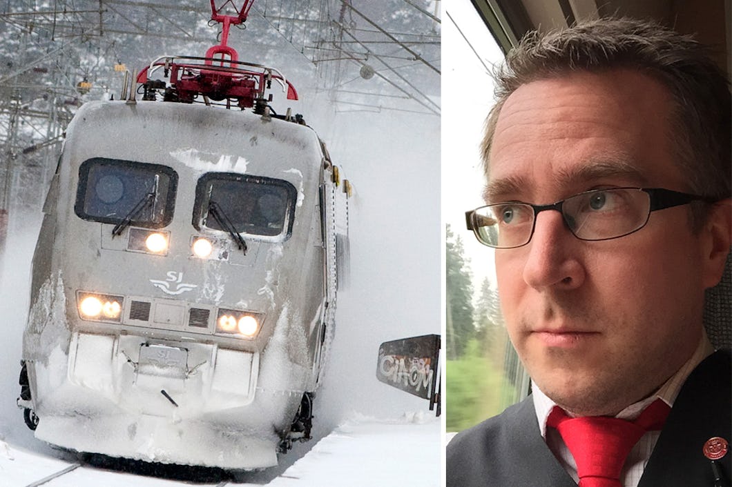Ett X2000 och huvudskyddsombudet Henrik Sverin.