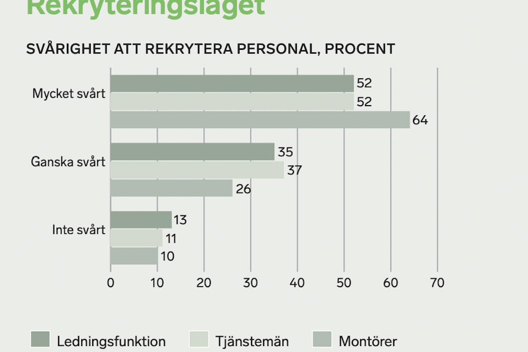 Ett stapeldiagram som visar andelen rekryteringar.