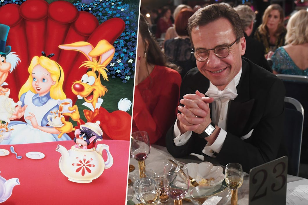 Bild från Alice i underlandet och Ulf Kristersson