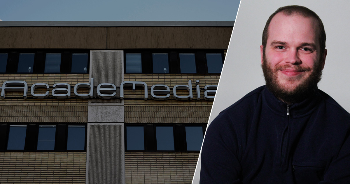 Delad bild. En bild på Alexander Törnqvist och andra bilden är på AcadeMedia byggnad.