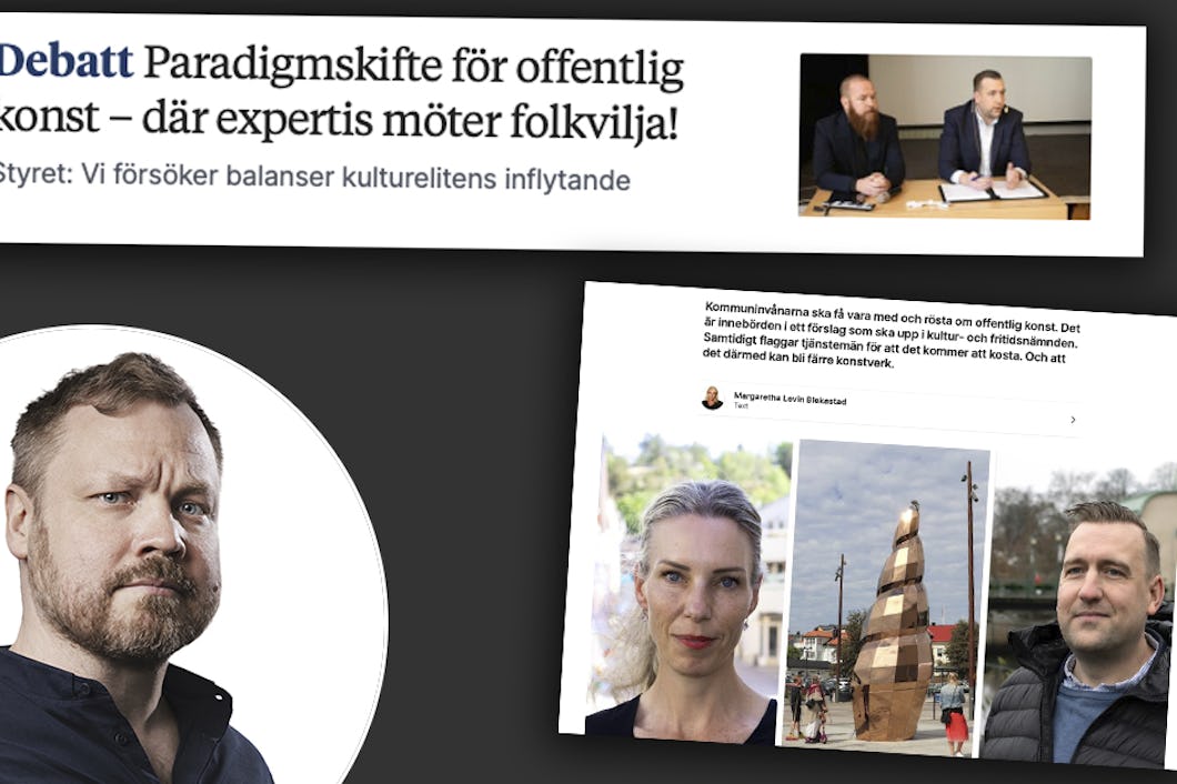 Faximiler från Norrtelje Tidning om offentlig konst.