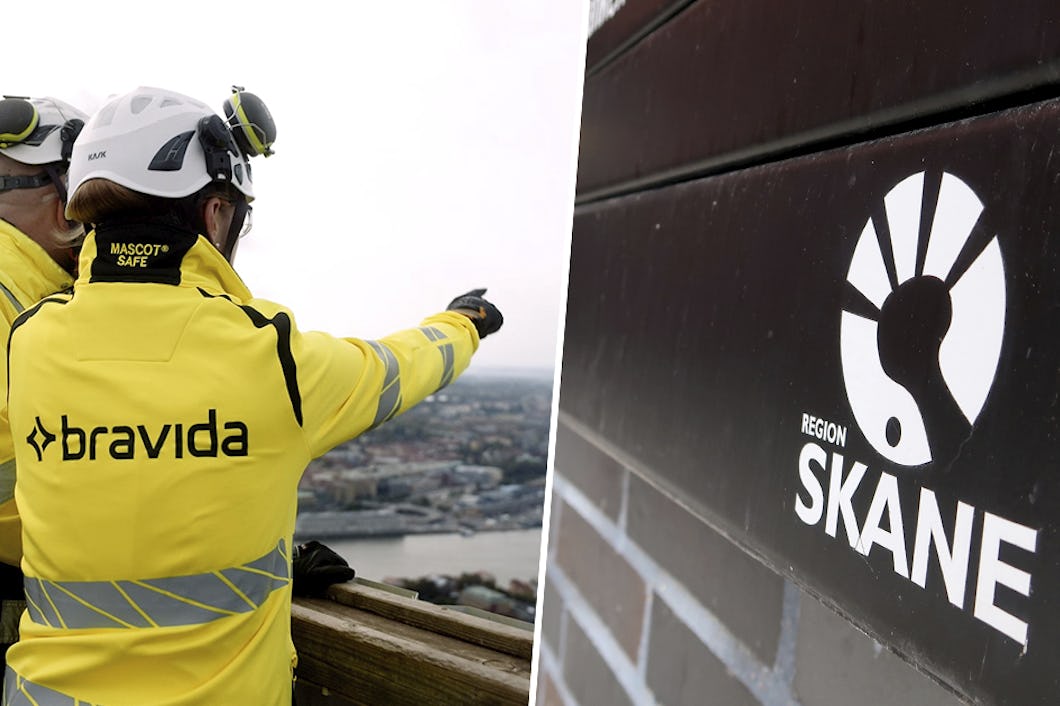 Två personer i skyddsutrustning.