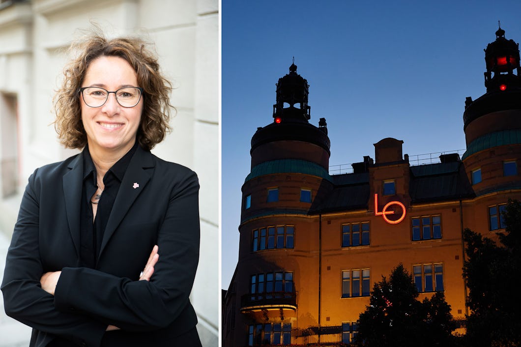 Sekos ordförande Gabriella Lavecchia och LO-borgen i ett kollage.