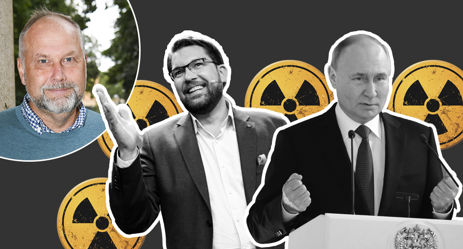 Två män mot en bakgrund av giftiga symboler.