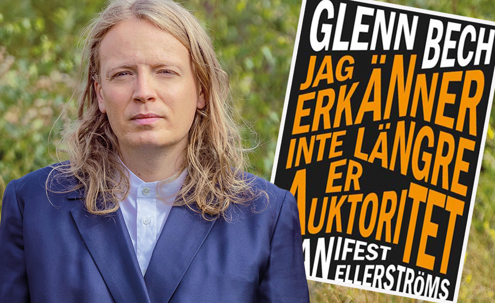 Glenn Bech, författare från Danmark och omslaget till boken ”jag känner inte längre er auktoritet”