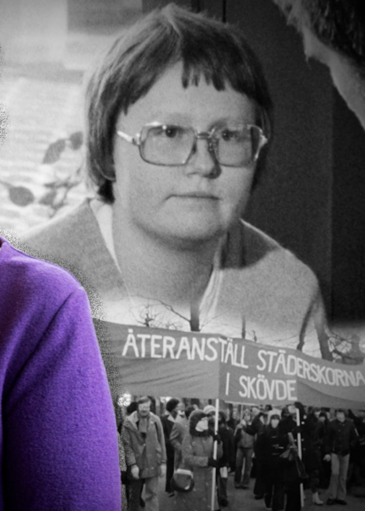 Den då 20-åriga Britt-Marie Johansson och hennes kollegor var del av den stora städerskestrejken 1974. De vägrade gå med på försämrade villkor och höll ut i fem månader, trots att facket inte stöttade deras kamp.