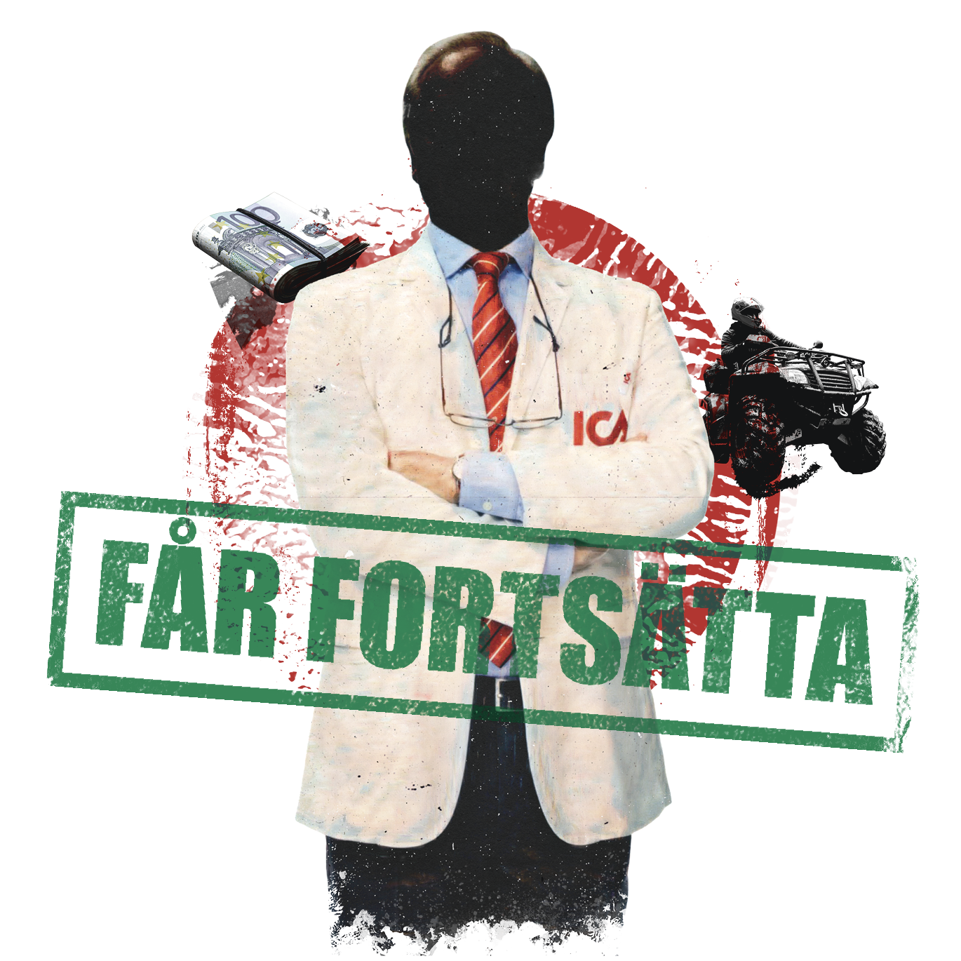 En person i vit blazer med armarna i kors, "ICA" på bröstet.