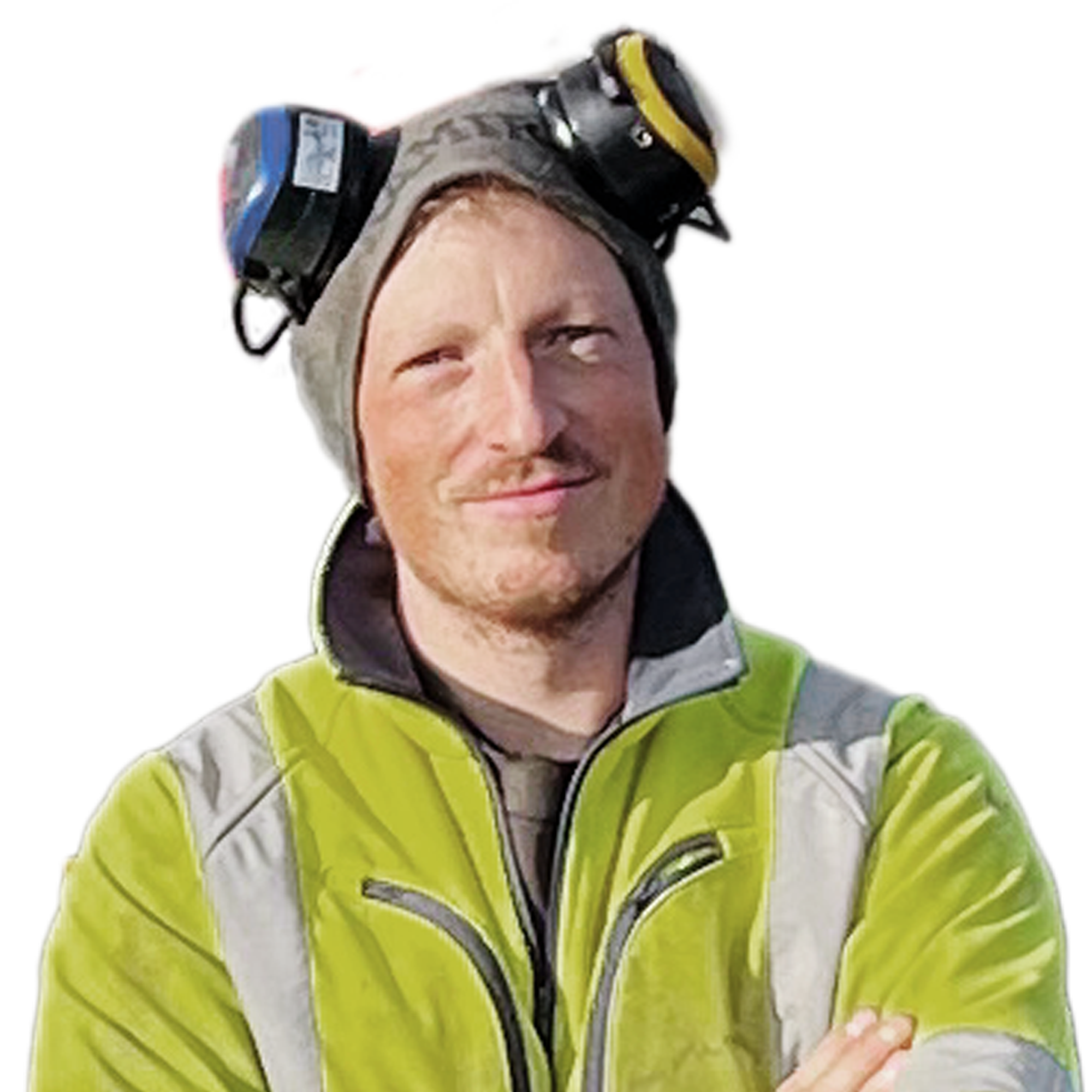 Porträtt på Jonathan Ståhl i arbetskläder.