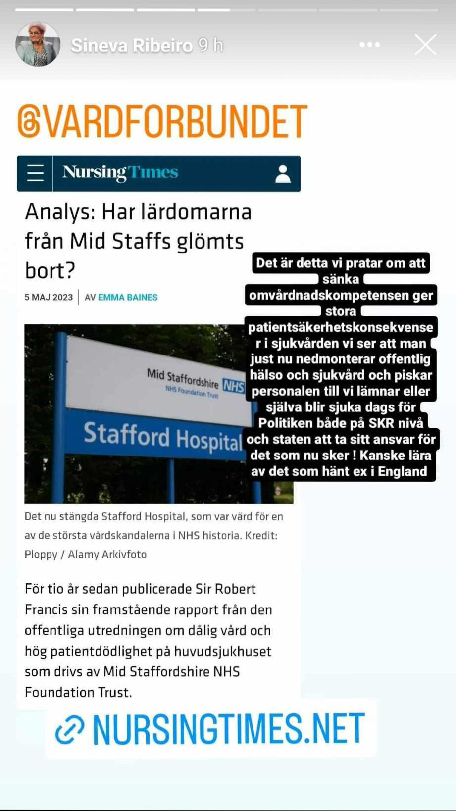 Skärmdump från Sineva Ribeiros Instagram-konto.