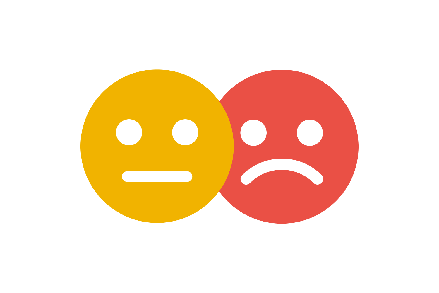 Neutral gul gubbe och sur röd gubbe.