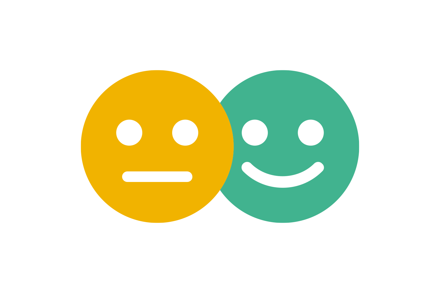 Neutral gul gubbe och glad grön gubbe.