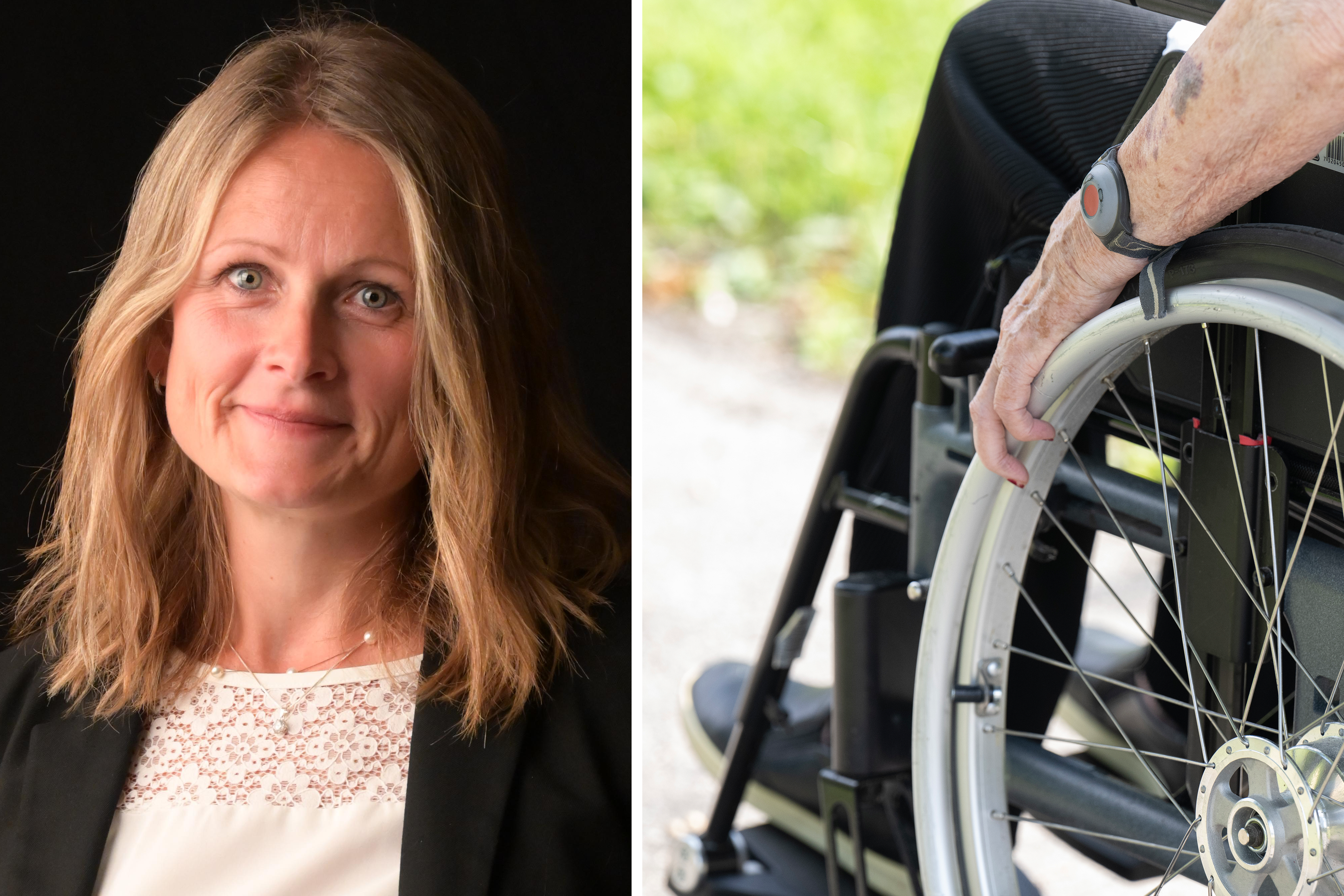 Bildmontage med Malin Normann och en person i en rullstol