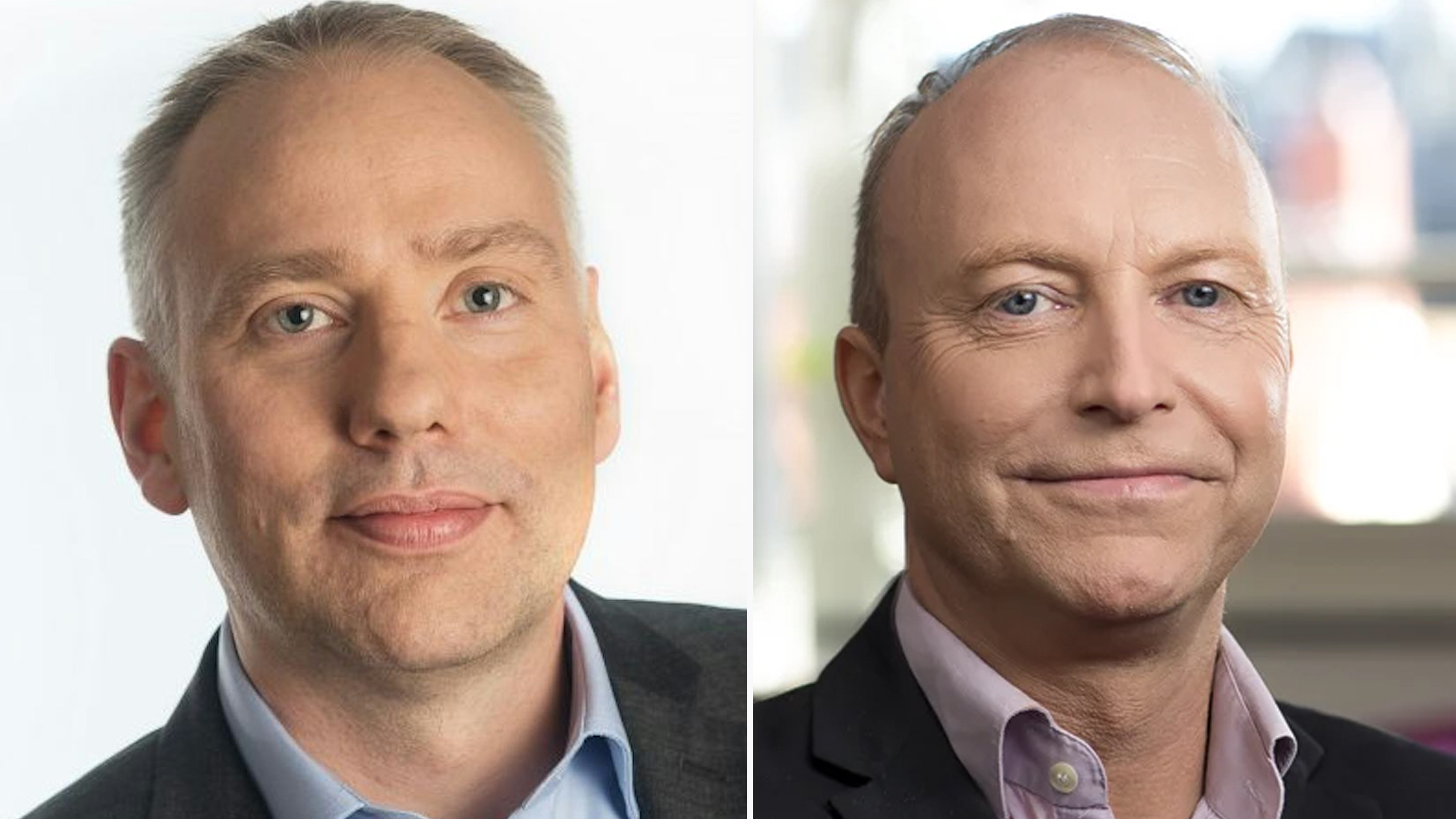 Två män visas i separata porträttfoton bredvid varandra och tittar mot kameran.