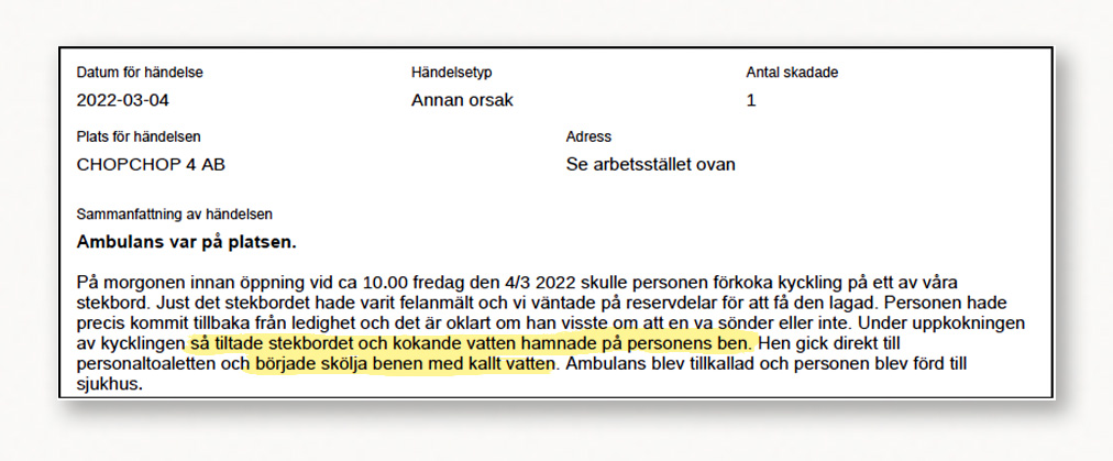 Anmälan till Arbetsmiljöverket