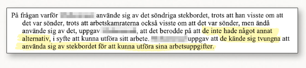 Text ur förhöret efter olyckan på Chopchop