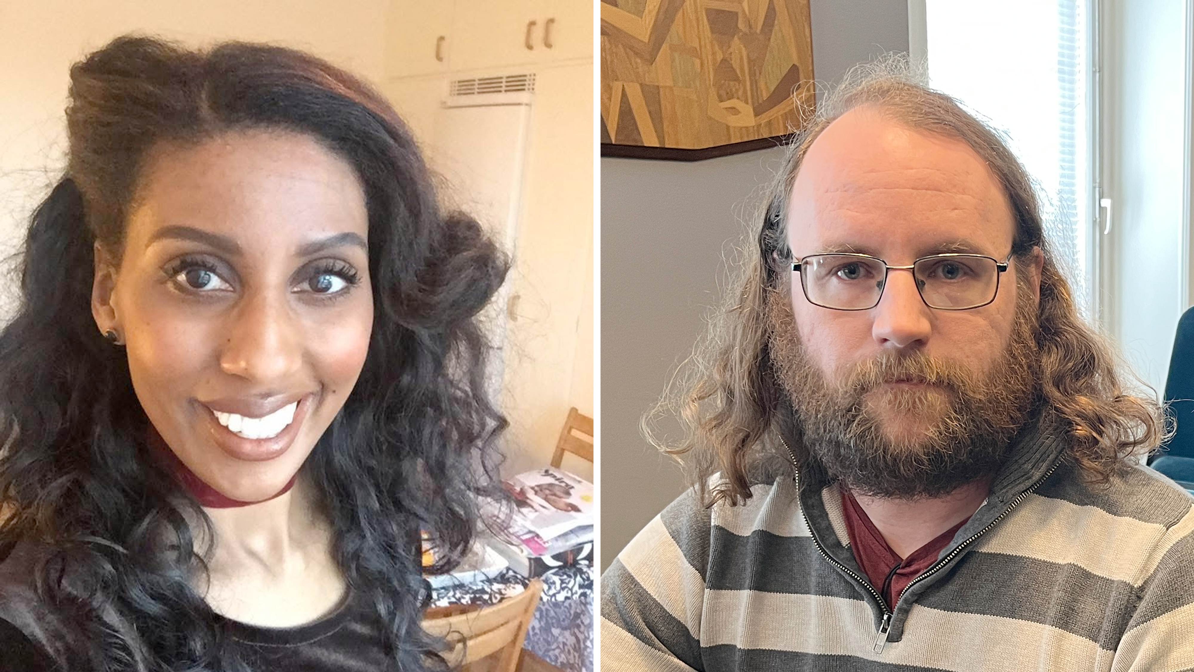 Delad bild med Elin Ericson till vänster och Christoffer Bergqvist till höger.