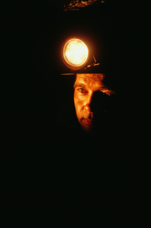 Man wearing headlamp