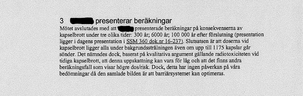 Utdrag ur protokoll från mötet.