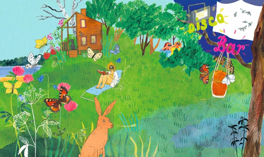 Illustration med fjärilar