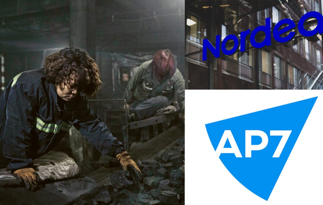 Kvinna jobbar i kolgruva. Loggor