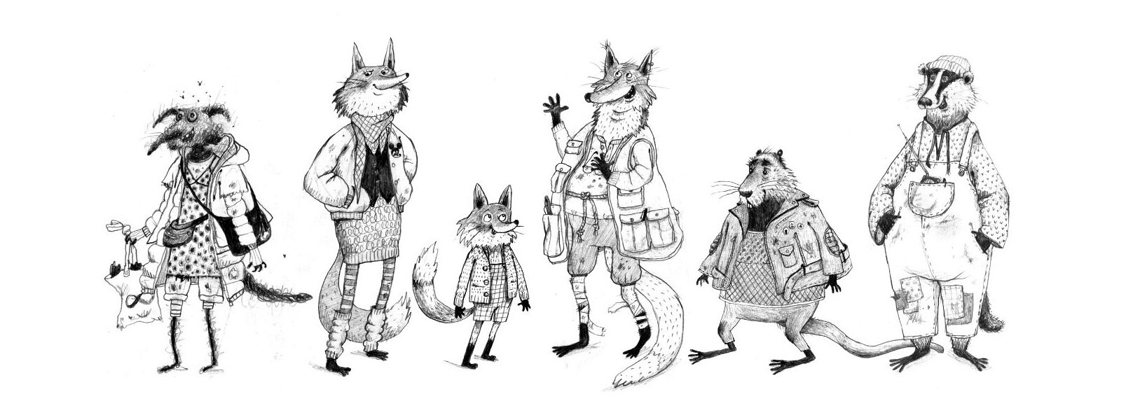 Illustration som visar olika utklädda djur