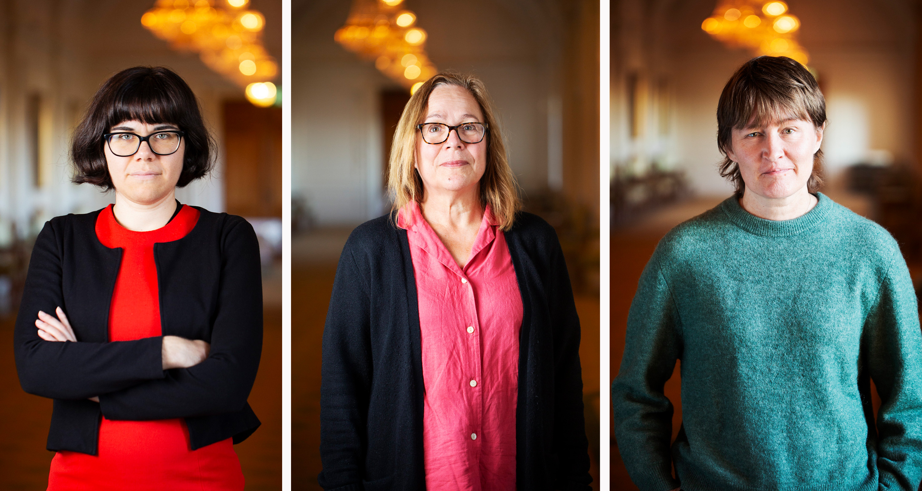 Porträttbilder av tre kvinnor.