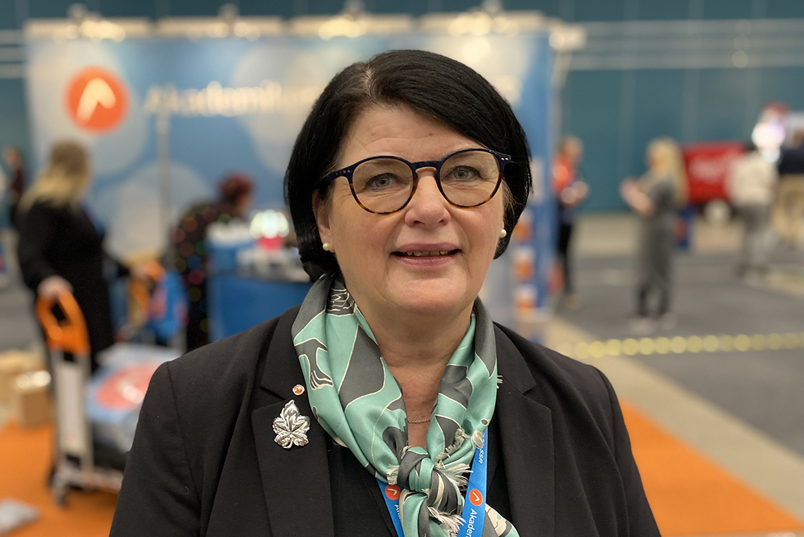 Heike Erkers, förbundsordförande Akademikerförbundet SSR under Socionomdagarna på Stockholmsmässan i Älvsjö. Foto: Stefan Karlsson.