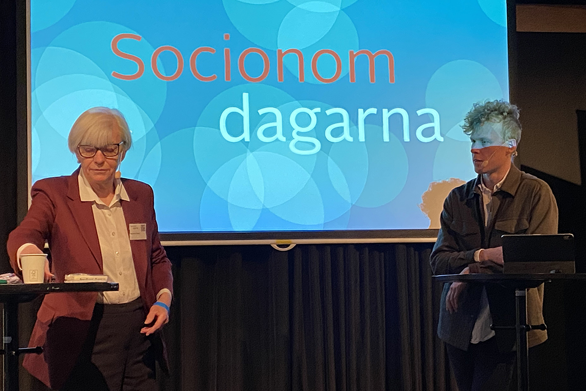 Regeringens särskilde utredare Marianne Eliasson och Akademikerförbundet SSR:s Simon Vinge webbanp