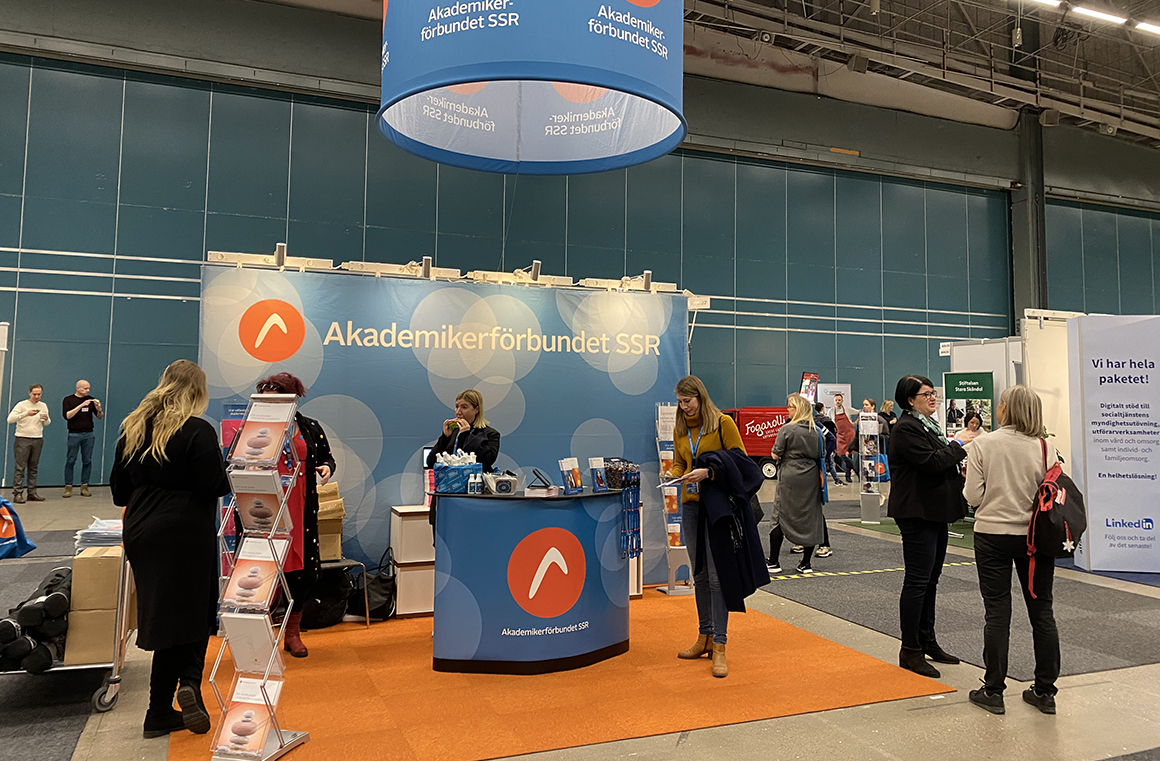 Akademikerförbundet SSR monter under Socionomdagarna. Foto: Stefan Karlsson