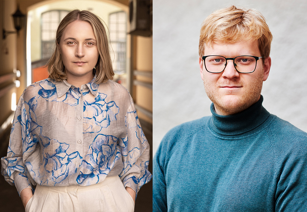 Linn Svärd, ordförande Sveriges förenade studentkårer och Albert Ohlin, ordförande Saco studentråd.