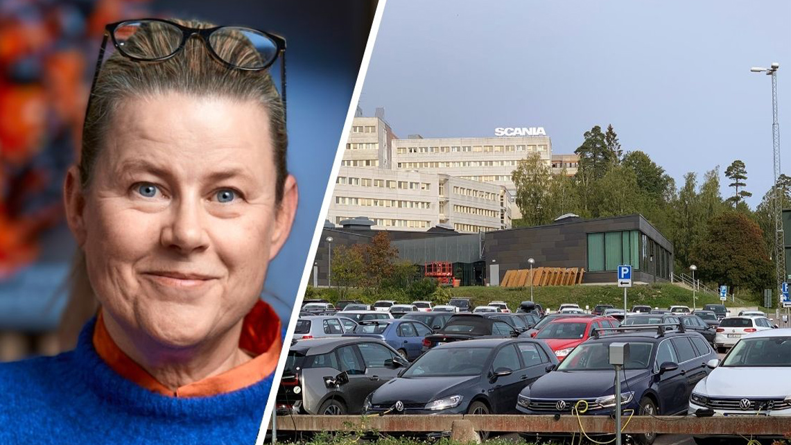 Scania och Christina Widén. Foto av Saco