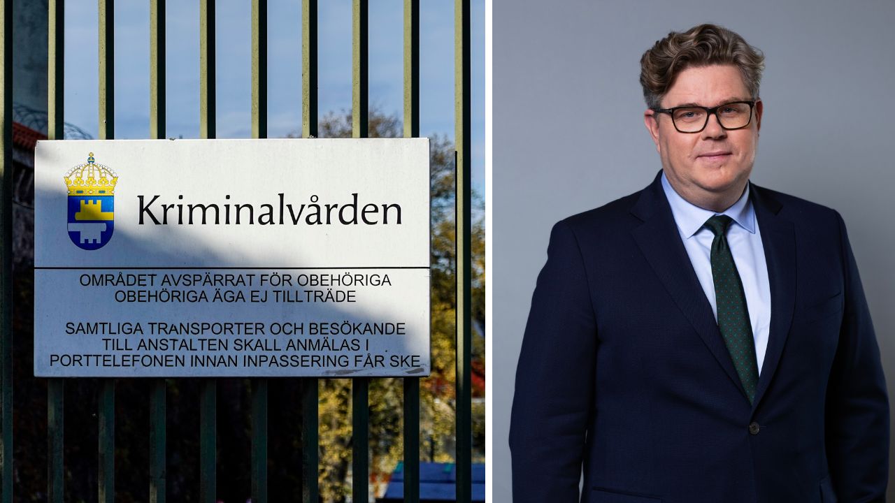 Porträttbild på Gunnar Strömmer och bild från fängelse i Kalmar för att illustrera nyheten om att Kriminalvården ska förbereda fängelseplatser för 13-åringar.