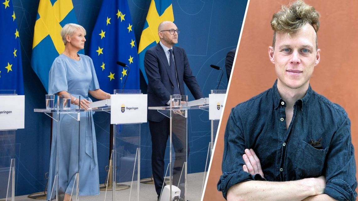 Pressträff och porträttbild på Simon Vinge.