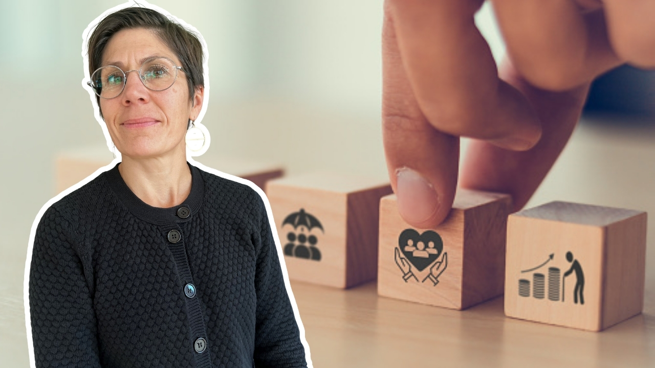 Porträttbild på Lina Devgun med en bakgrundsbild.