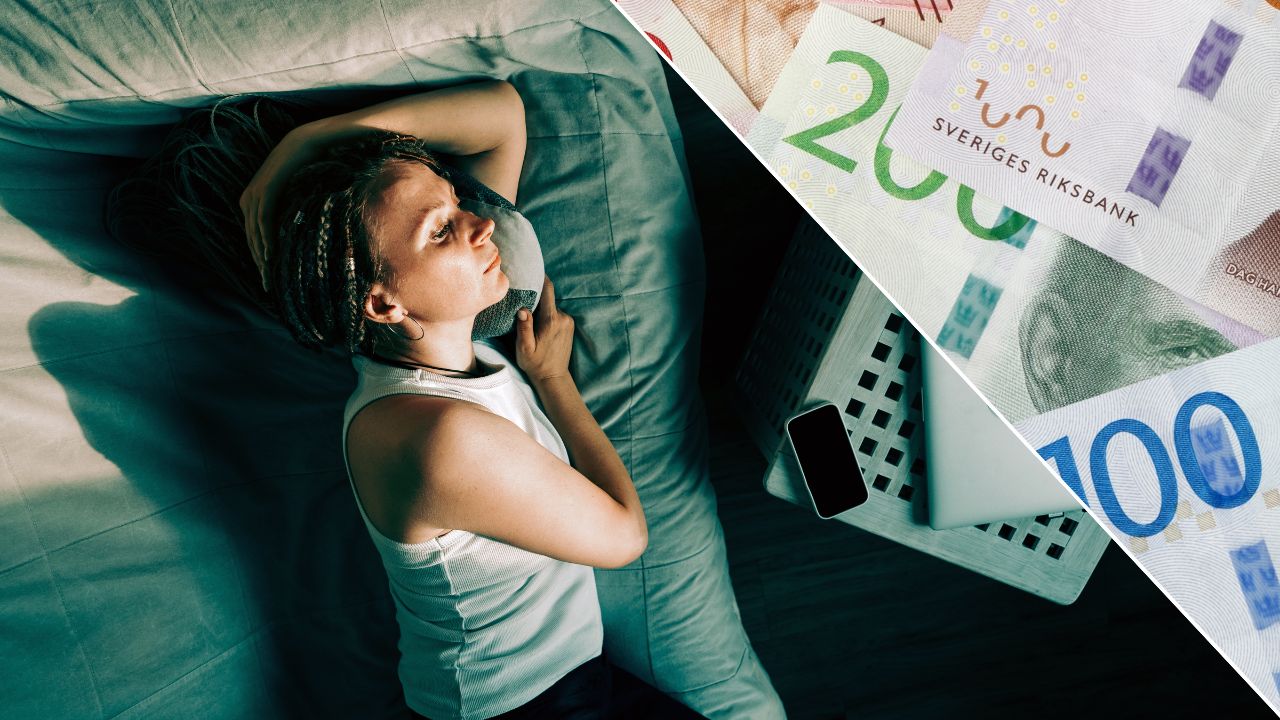 Person ligger i sängen.