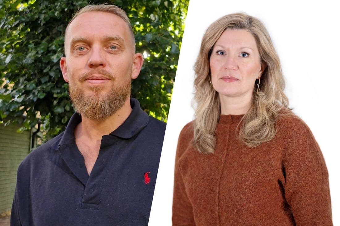 Porträttbild på Anders Bolund, socionom och handledare och Martina Poulsen, socionom och enhetschef inom socialtjänsten i Jönköpings kommun.