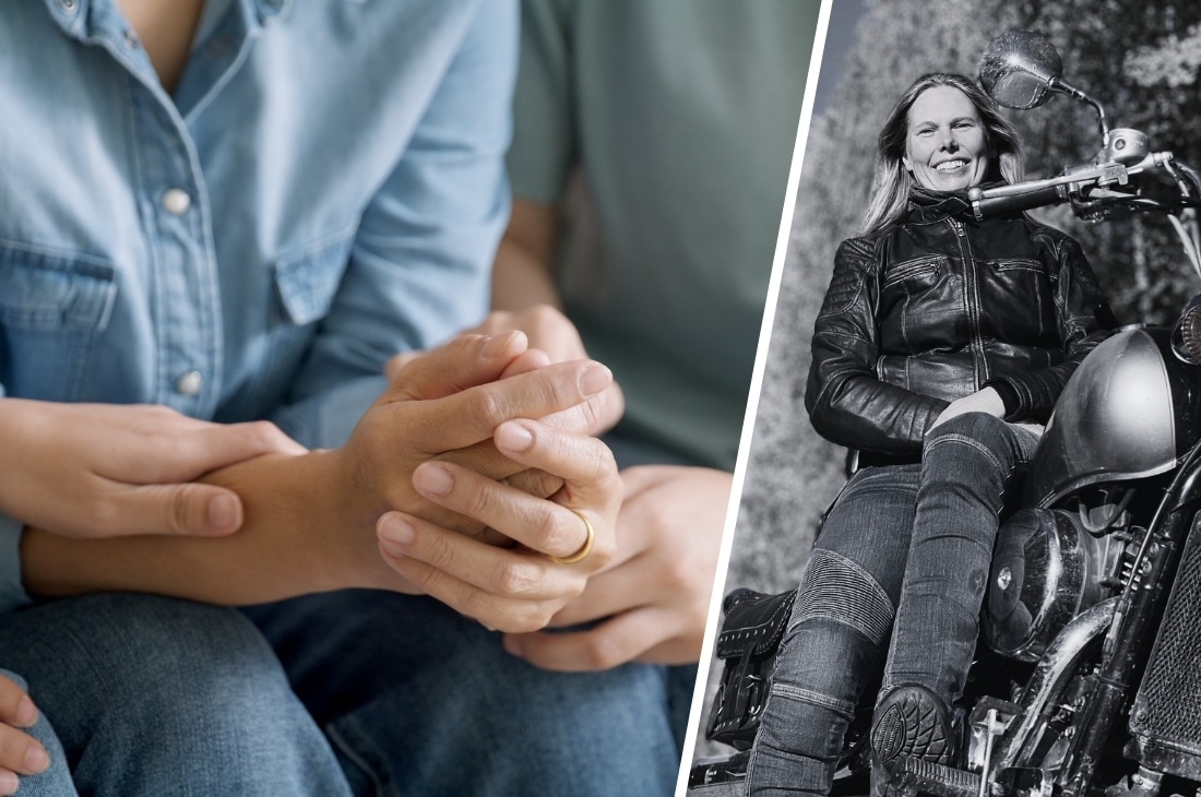 Bild på en vuxen och två barn i terapi. Och en bild på Emma Sjökvist som arbetar som familjebehandlare inom socialtjänsten i Örnsköldsvik.