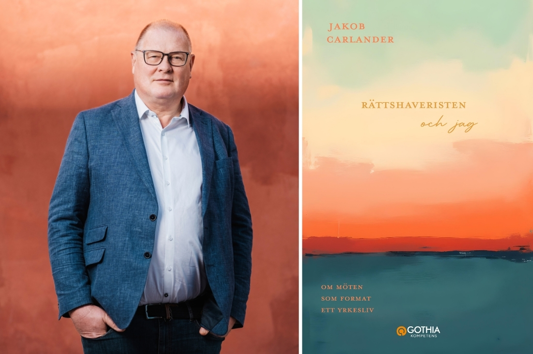 Porträtt på Jakob Carlander och omslaget på boken