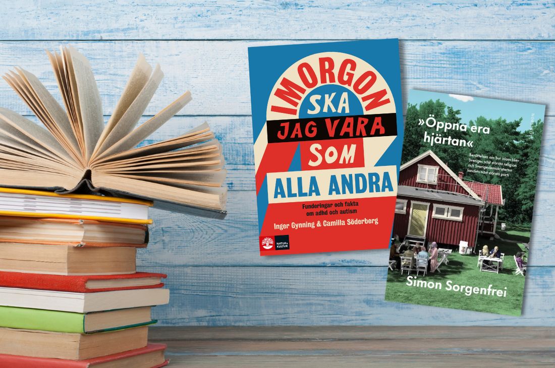 Bokomslag från böckerna Imorgon ska jag vara som alla andra﻿ och Öppna era hjärtan.